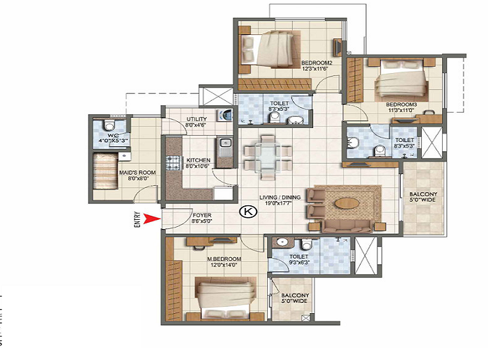 Nambiar D25, 4 bhk floor plan 